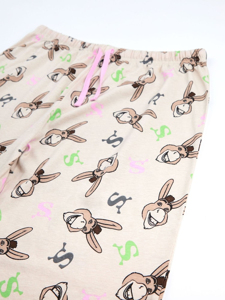 Vanilla Underground Grey Womens Shrek Multicoloured Short Sleeve Long Leg 100% Cotton Pyjamas Set - Image 5 of 6