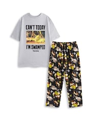Vanilla Underground Black Mens Shrek Multicoloured Short Sleeve Long Leg 100% Cotton Pyjamas Set - Image 1 of 6