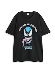 Vanilla Underground Black Mens Marvel Venom Black Short Sleeve Long Leg 100% Cotton Pyjamas Set - Image 2 of 6