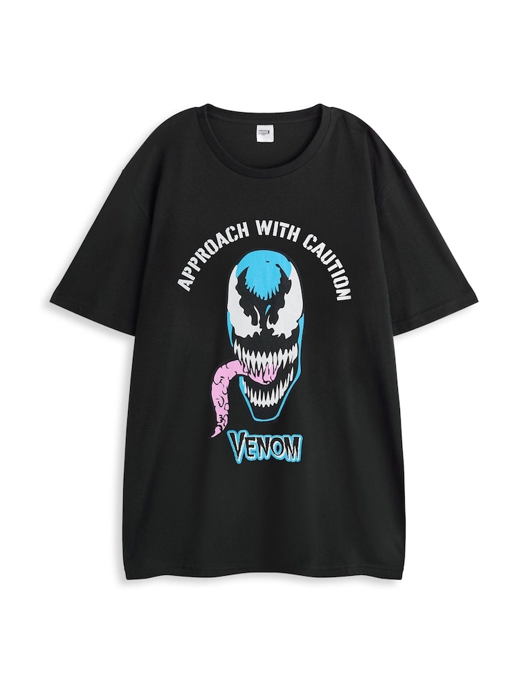 Vanilla Underground Black Mens Marvel Venom Black Short Sleeve Long Leg 100% Cotton Pyjamas Set - Image 2 of 6 Vanilla Underground Black Mens Marvel Venom Black Short Sleeve Long Leg 100% Cotton Pyjamas Set - Image 2 of 6