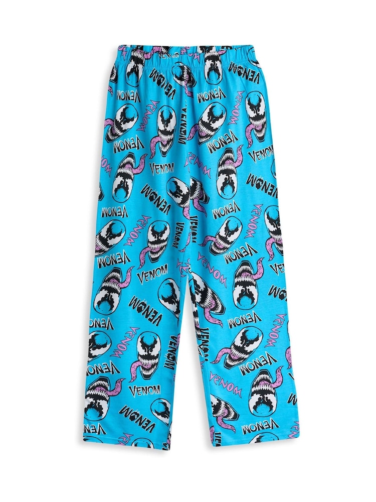 Vanilla Underground Black Mens Marvel Venom Black Short Sleeve Long Leg 100% Cotton Pyjamas Set - Image 4 of 6