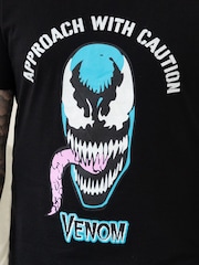 Vanilla Underground Black Mens Marvel Venom Black Short Sleeve Long Leg 100% Cotton Pyjamas Set - Image 8 of 8