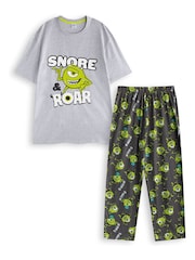 Vanilla Underground Black Mens Disney Monsters Inc Multicoloured Short Sleeve Long Leg 100% Cotton Pyjamas Set - Image 1 of 6