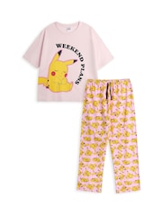 Vanilla Underground Pink Womens Pokemon Pink Short Sleeve Long Leg 100% Cotton Pyjamas Set - Image 1 of 6