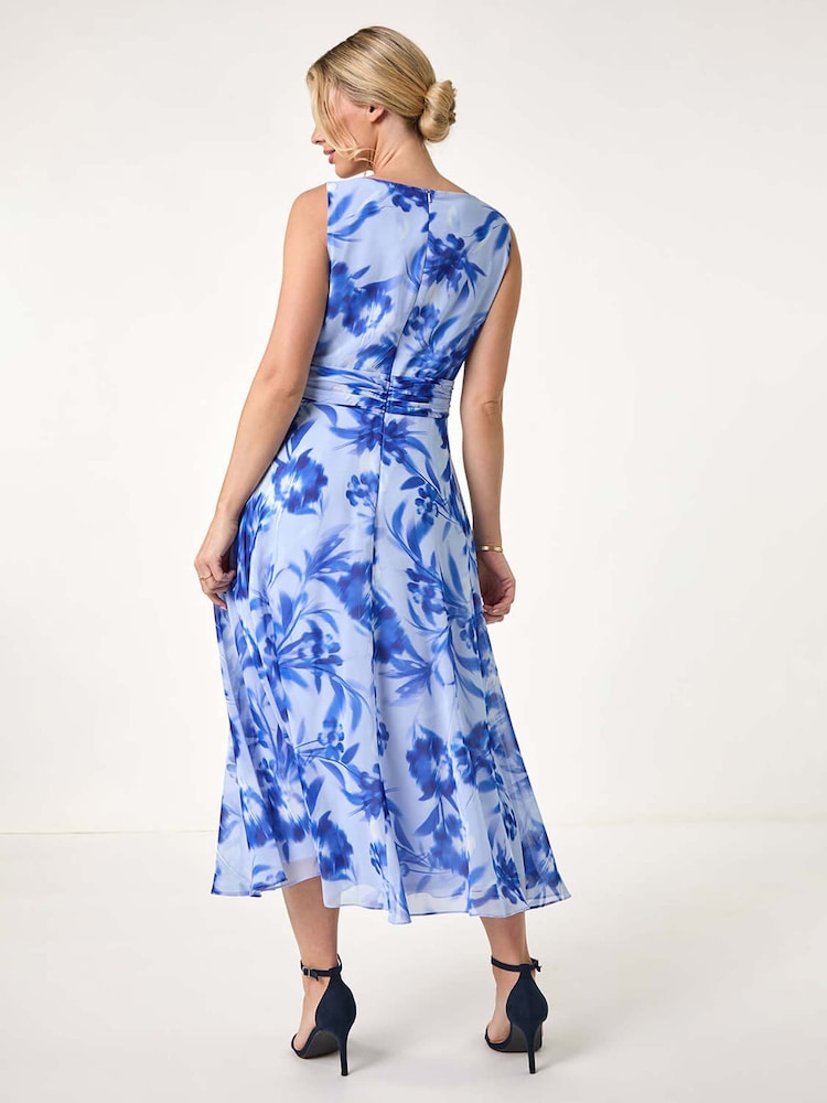 Roman Blue Petite Floral Print Midi Dress - Image 2 of 5