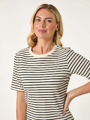 Roman Black Petite Stripe Knit Midi Dress - Image 4 of 5