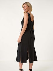 Roman Black Petite Square Neck Buttoned Midi Dress - Image 3 of 5