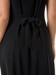 Roman Black Petite Square Neck Buttoned Midi Dress - Image 5 of 5