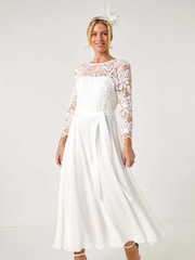 Roman White Petite Lace Tie Waist Maxi Dress - Image 2 of 5