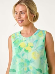 Roman Green Petite Lemon Print Layered A-Line Dress - Image 4 of 5
