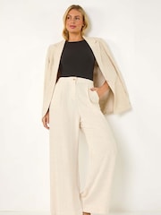 Roman Natural Petite Smart Linen Mix Trousers - Image 1 of 5