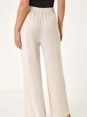 Roman Natural Petite Smart Linen Mix Trousers - Image 3 of 5