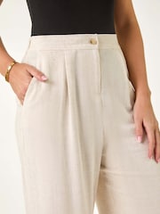 Roman Natural Petite Smart Linen Mix Trousers - Image 5 of 5
