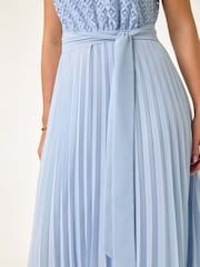 Roman Blue Petite Lace Pleat Midi Dress - Image 5 of 5