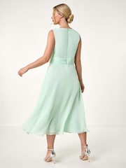 Roman Green Petite Trim Detail Ruched Midi Dress - Image 3 of 5