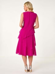 Roman Pink Petite Overlay Midi Dress - Image 3 of 5