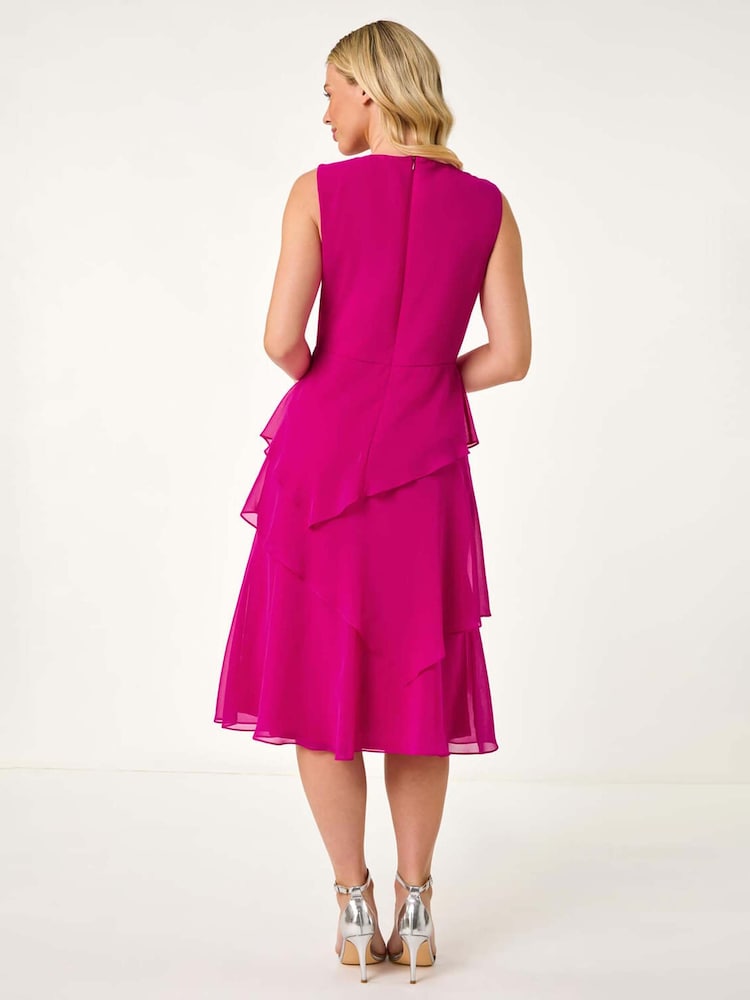Roman Pink Petite Overlay Midi Dress - Image 3 of 5
