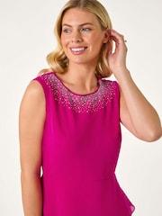 Roman Pink Petite Overlay Midi Dress - Image 4 of 5