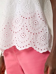 Roman White Broderie Short Sleeve 100% Cotton Top - Image 5 of 5
