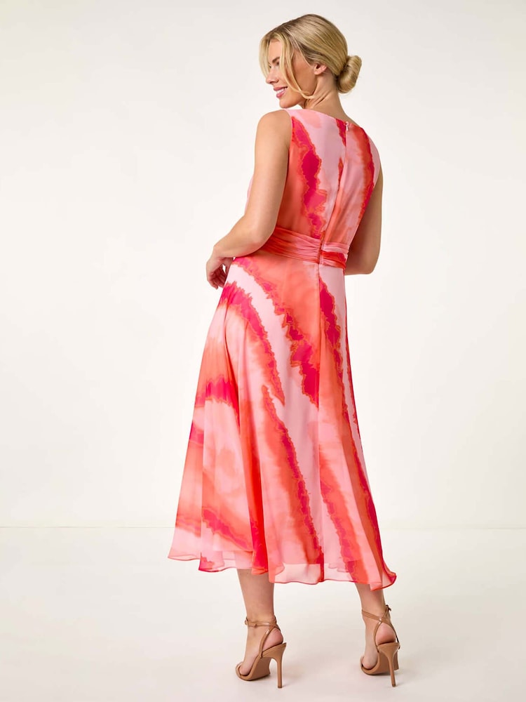 Roman Pink Sleeveless Abstract Print Midi Dress - Image 2 of 5