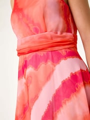 Roman Pink Sleeveless Abstract Print Midi Dress - Image 5 of 5