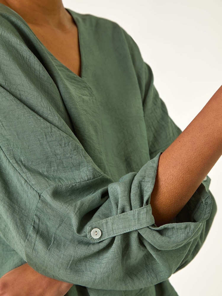 Roman Pleated V-Neck Stretch Tunic Top - Imagen 5 de 5 Roman Pleated V-Neck Stretch Tunic Top - Imagen 5 de 5