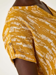 Roman Yellow Print Button Detail Top - Image 5 of 5