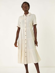 Roman Natural Embroidery Detail Tiered Midi Dress - Image 2 of 5