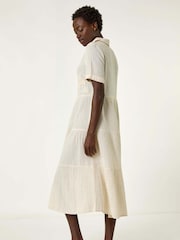 Roman Natural Embroidery Detail Tiered Midi Dress - Image 3 of 5