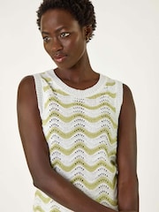 Roman White Scallop Wave Knit Vest - Image 2 of 5