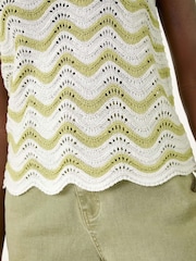 Roman White Scallop Wave Knit Vest - Image 5 of 5