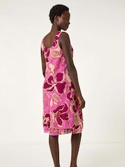 Roman Pink Floral Double Layer 100% Cotton Dress - Image 3 of 5