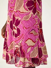 Roman Pink Floral Double Layer 100% Cotton Dress - Image 5 of 5