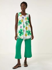 Roman Green Abstract Print Overlay Top - Image 3 of 5