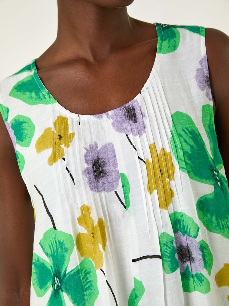 Roman Green Abstract Print Overlay Top - Image 5 of 5
