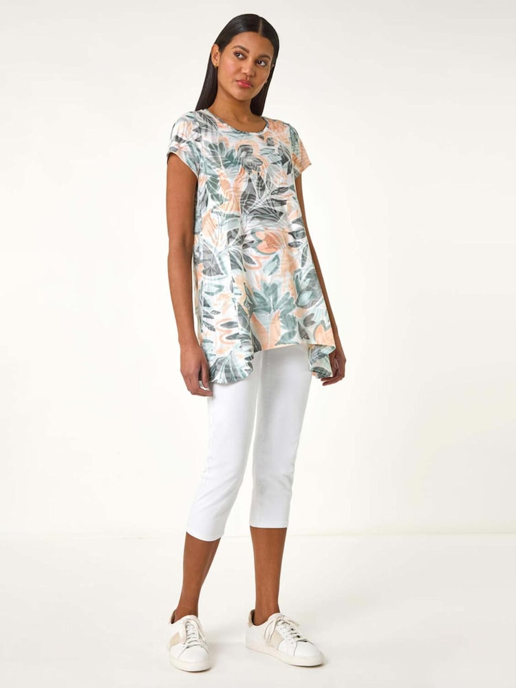 Roman Leaf Print Hanky Hem Tunic Top - Bild 2 von 5