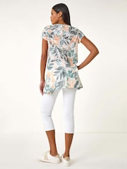 Roman Leaf Print Hanky Hem Tunic Top - Bild 3 von 5