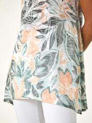 Roman Leaf Print Hanky Hem Tunic Top - Bild 5 von 5