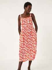 Roman Orange Fruit Print Midi Sundress - Image 2 of 5
