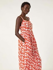 Roman Orange Fruit Print Midi Sundress - Image 4 of 5