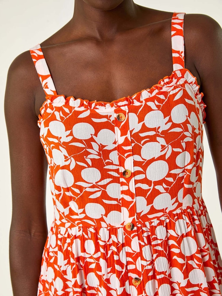 Roman Orange Fruit Print Midi Sundress - Image 5 of 5