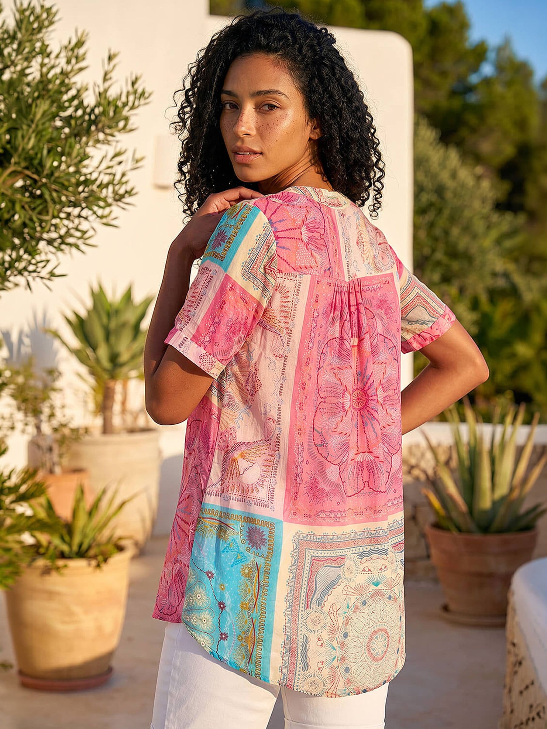 Buy Roman Pink Scarf Print Hotfix Buttoned Top from Next USA