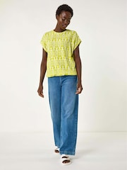 Roman Green Ikat Print Bubble Hem Top - Image 2 of 5