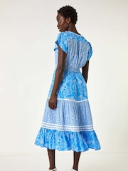 Roman Floral Mix Print Ric Rac Midi Dress - Imagen 3 de 5