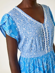 Roman Floral Mix Print Ric Rac Midi Dress - Imagen 5 de 5