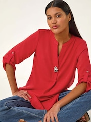 Roman Red Button Detail Longline Tunic Top - Image 1 of 5