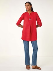 Roman Red Button Detail Longline Tunic Top - Image 2 of 5