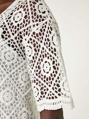 Roman White 100% Cotton Crochet Jumper - Image 5 of 5