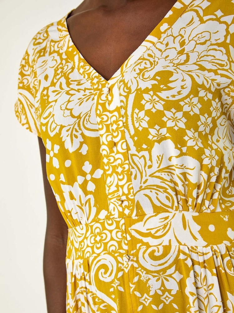 Vestido a media pierna con botones y estampado de hojas de Roman - Imagen 5 de 5 Vestido a media pierna con botones y estampado de hojas de Roman - Imagen 5 de 5