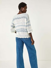 Roman White Textured Crew Neck Knit Jumper - Image 3 of 5